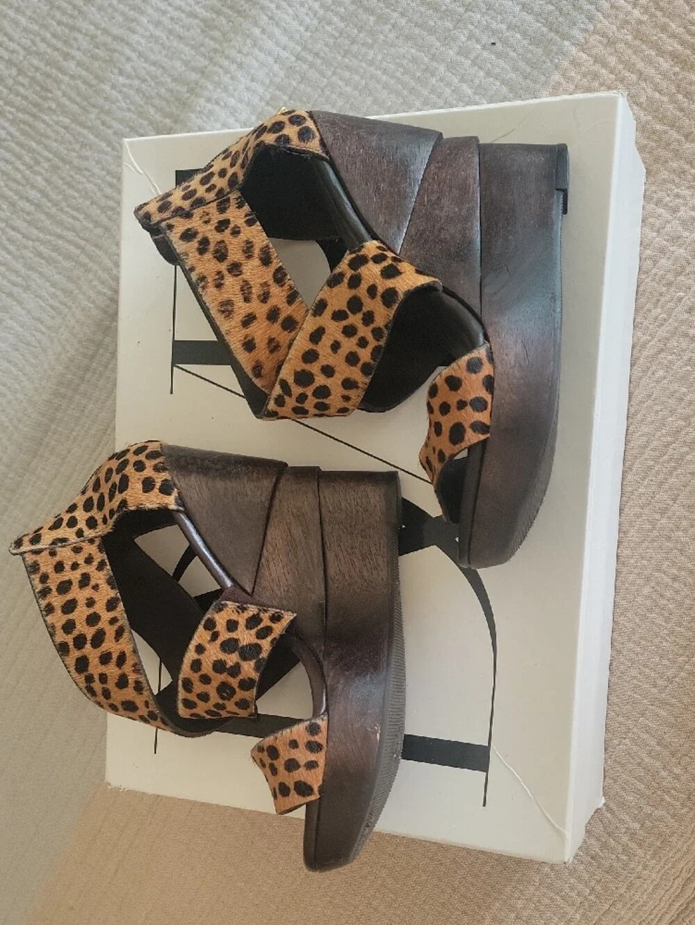 Diane Von Furtenberg Leopard Print Crisscross Wedge Sandals - Brown, Size 6.0